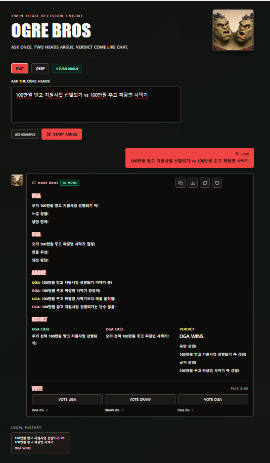 Ogrebros 게임 화면